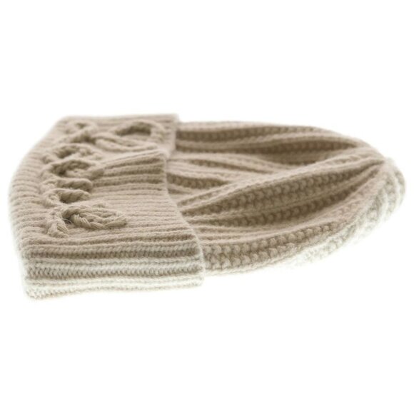 Loewe Logo Embroidered Wool Knit Cap Beige main image 6